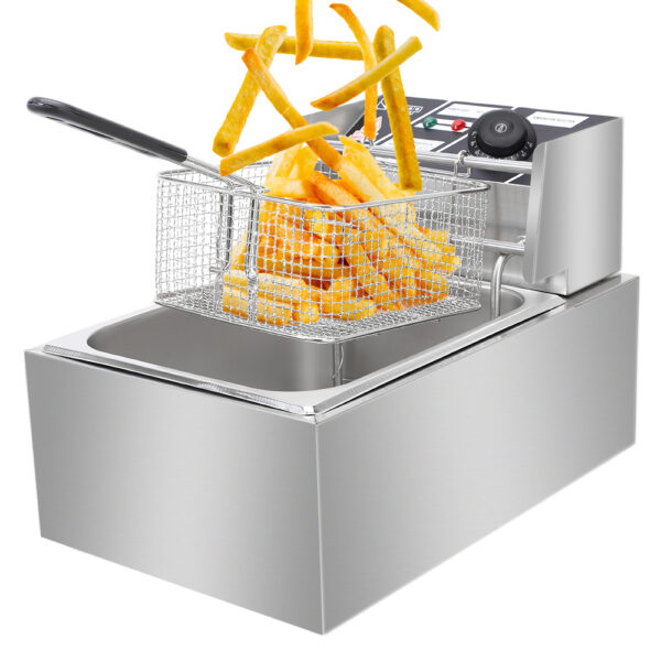 Electric Fryer Silver Stainless Steel Single Cylinder - Image 4