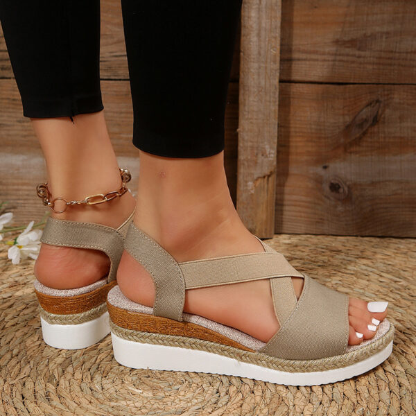 Wedge Sandals For Women Cross-strap Platform Gladiator Hemp Heel Shoes Summer - Image 5