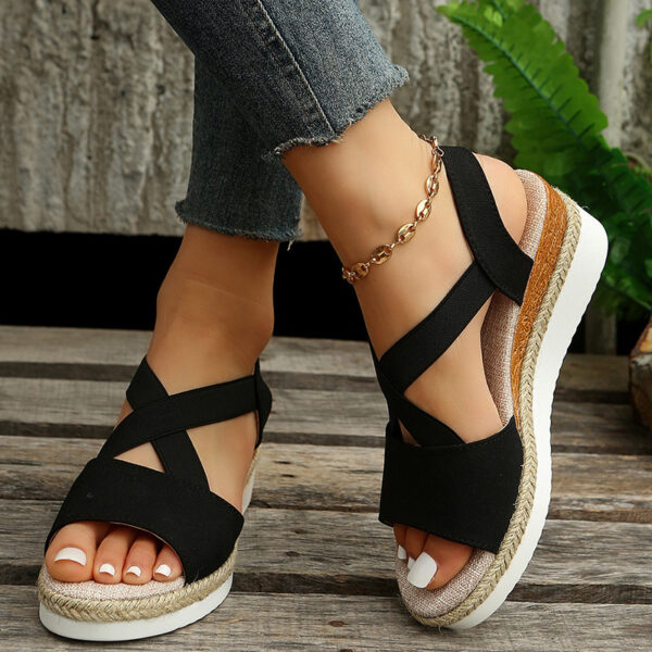 Wedge Sandals For Women Cross-strap Platform Gladiator Hemp Heel Shoes Summer - Image 7