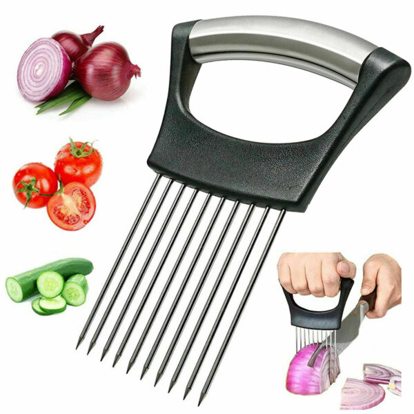 Onion Holder Slicer Vegetable tools Tomato Cutter Stainless Steel Kitchen Gadget - Image 5